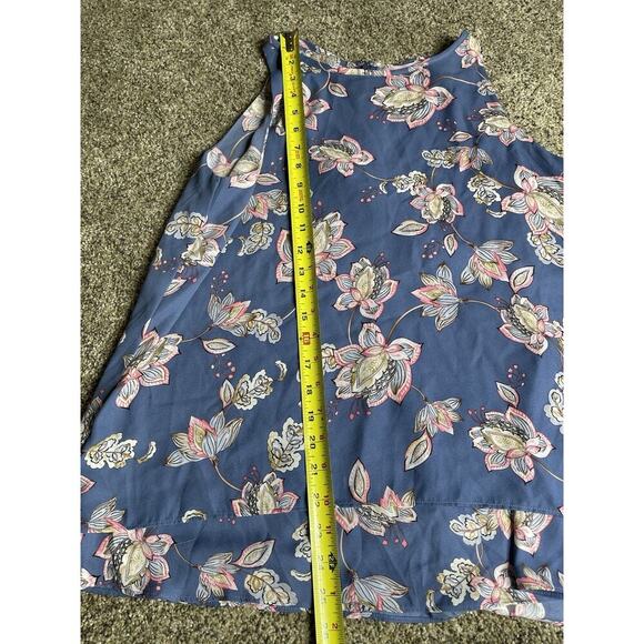 St Tropez West Top Women’s Blue Pink Tank Blouse Floral Flowy Top Size Medium - Picture 6 of 7
